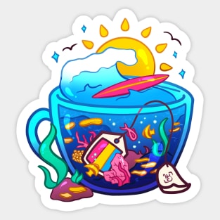 Pride Flag Teacup - Coral Reef Pansexual Sticker